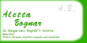 aletta bognar business card